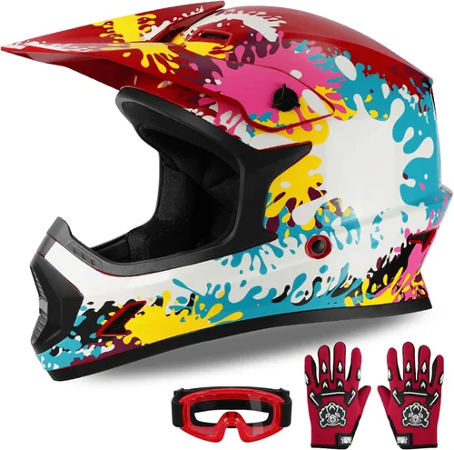 Miniatura 19 de XFMT DOT Casco de Dirt Bike para Niños y Jóvenes de Cara Completa, Cascos de Motocross para Off-Road ATV Bicicleta de Calle Cuatrimoto Motocicleta