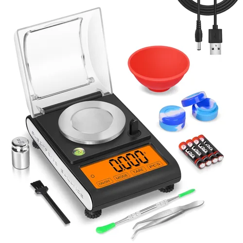 Miniatura 9 de Fuzion Báscula miligramos de 50/0.00 oz, escala de mg con peso cal de 0.71 oz, microescala, báscula de polvo para recargar