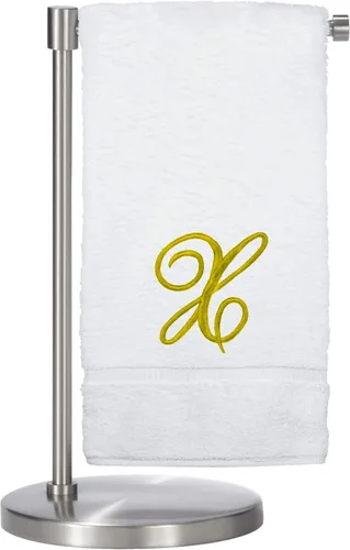 Miniatura 156 de Script R - Toalla de baño con monograma, regalo personalizado, 27 x 54 pulgadas, juego de 1 toalla bordada con texto dorado, 100% algodón turco