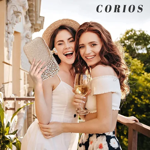 Miniatura 2 de CORIOS Bolso de noche de diamantes de imitación para mujer, bolso de mano de cristal con purpurina brillante con lentejuelas para banquete y boda