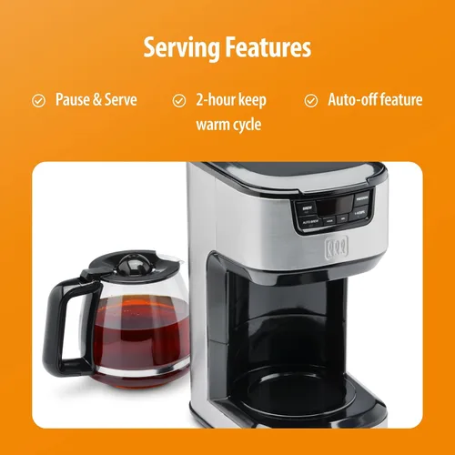 Miniatura 5 de Toastmaster Cafetera digital de goteo de 12 tazas, máquina de café automática programable, electrodoméstico de cocina con ajuste para mantener