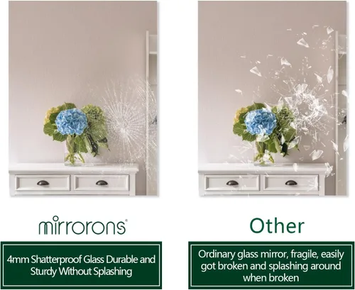 Miniatura 8 de Mirrorons Espejo de pared sin marco de 18 x 24 pulgadas, modernos espejos rectangulares de baño para pared con borde pulido, horizontal
