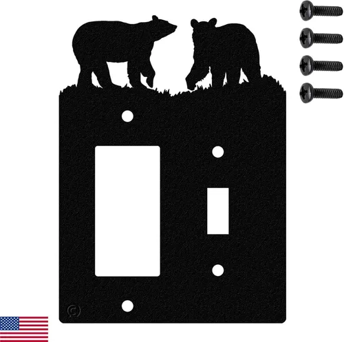 Miniatura 33 de Bear - Placa de pared para interruptor de luz de palanca doble (palanca doble, negro) - Fabricado en Estados Unidos