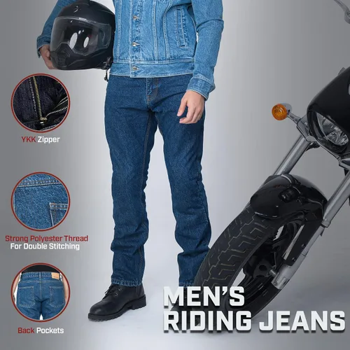Miniatura 5 de WICKED STOCK Pantalones de motociclismo para hombre con protección CE LEVEL2 - Azul oscuro Azul claro