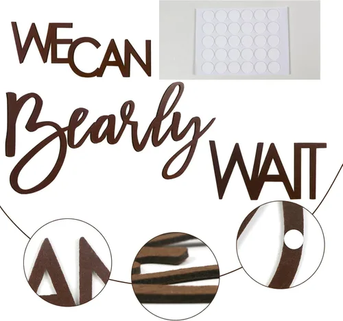 Miniatura 4 de Letrero "We Can Bearly Wait" para telón de fondo - Pancarta temática de oso de peluche para fiesta de bebé, niño, niña, baby shower, revelación