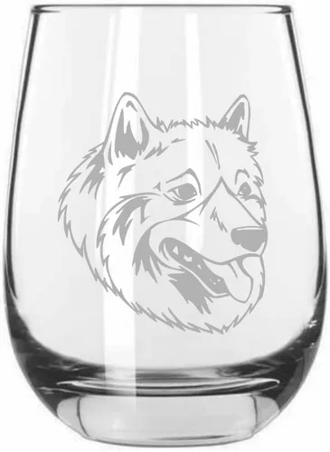 Miniatura 169 de Sakhalin Husky Dog - Copa de vino grabada personalizada de 15.25 onzas sin tallo