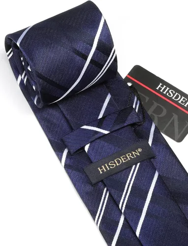 Miniatura 118 de HISDERN Conjunto de corbata a cuadros a cuadros pañuelo tejido clásico formal para hombre corbata y bolsillo cuadrado