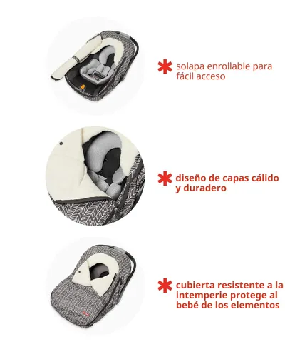 Miniatura 3 de Saco con abrigo y capucha Skip Hop & Go, cubierta para asiento de auto, accesorio de ajuste universal, gris oscuro, para bebé y niño pequeño Gris