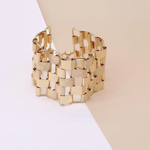Miniatura 5 de HSQYJ Pulsera bohemia con eslabones geométricos, a la moda, elegante, brillante, explosión de arena, pulseras anchas para mujer, accesorios