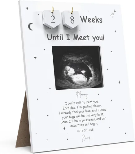 Marco de Fotos de Ecograma con Cuenta Regresiva de Semanas - Letrero de Bienvenida para Baby Shower - Foto de Ultrasonido Estándar de 4"x3" - Ideas