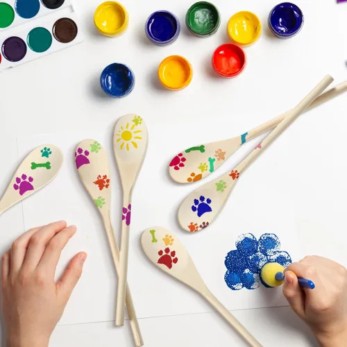 Miniatura 5 de Maxcheck Paquete de 100 cucharas de madera de 10 pulgadas, cucharas de madera a granel, cucharas de madera para servir, mango largo para cocinar