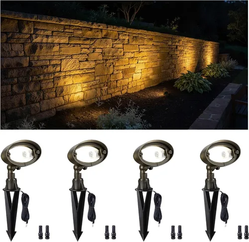 Miniatura 32 de Gardenreet Luz de Inundación de Bajo Voltaje para Exteriores - Luz LED de Lavado de Pared de Latón Sólido 12V, Paisajística de Cableado Fijo
