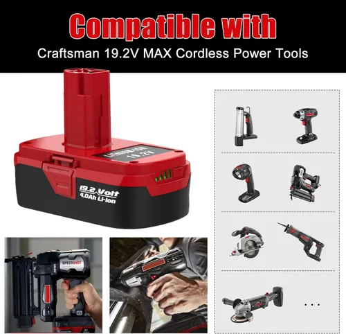 Miniatura 3 de Paquete de 2 baterías de litio C3 de 4.0Ah de repuesto para batería Craftsman de 19.2 voltios + cargador Craftsman de 2 puertos de 19.2 V