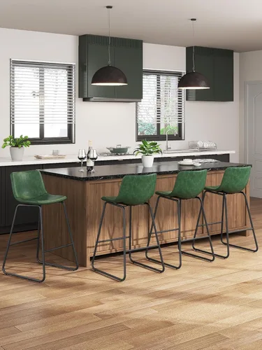 Miniatura 40 de Bar Stools Set of 2, 26 Inches Counter Height Bar Stools with Back, Modern Faux Leather Barstools with Metal Legs and Footrest, Bar Chairs for