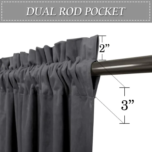 Miniatura 178 de RYB HOME Cortinas opacas de terciopelo para dormitorio, aislamiento térmico, privacidad, luz solar, bloqueo de calor, cortinas lujosas con bolsillo