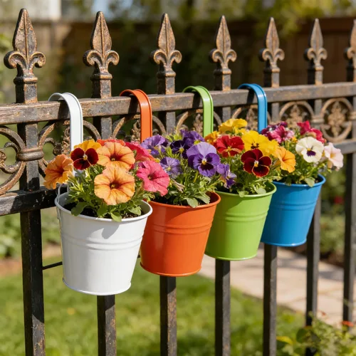 Miniatura 8 de Paquete de 12 macetas de balcón para colgar, maceta colorida de 4 pulgadas, soporte pequeño para plantas colgantes para interiores y exteriores