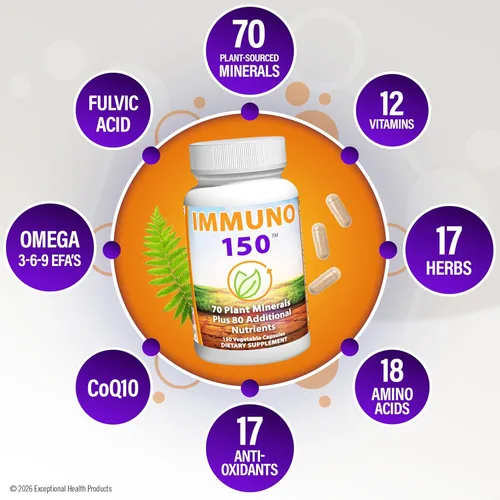 Miniatura 3 de Immuno 150, suplemento para el sistema inmune, repleto de 70 minerales vegetales, 13 vitaminas esenciales y 68 nutrientes adicionales - 150 cápsulas