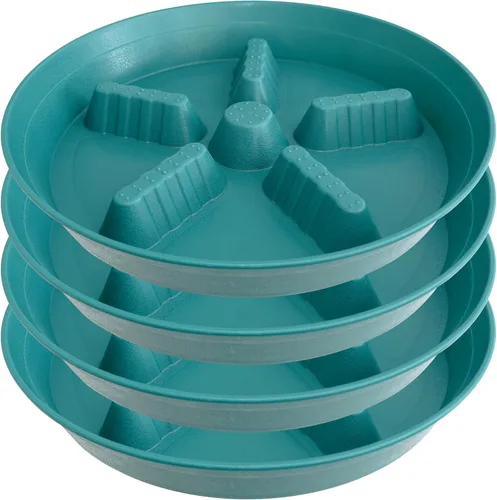Miniatura 10 de Paquete de 4 platillos para plantas de 8 pulgadas, 10, 12, 14, 17 pulgadas, soporte para plantas de plástico para interiores y exteriores, bandejas