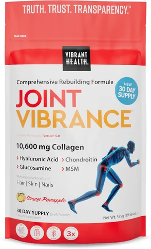 Miniatura 10 de Vibrant Health, Vibrancia Articular, Apoyo Integral para Articulaciones y Cartílagos, Sabor a Piña Naranja, 21 Porciones