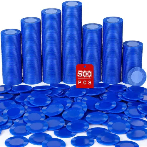 Miniatura 12 de Leitee 500 fichas de póquer de plástico blanco a granel de 1.5 pulgadas, mini fichas de bingo de 1.5 pulgadas, marcadores de fichas en blanco