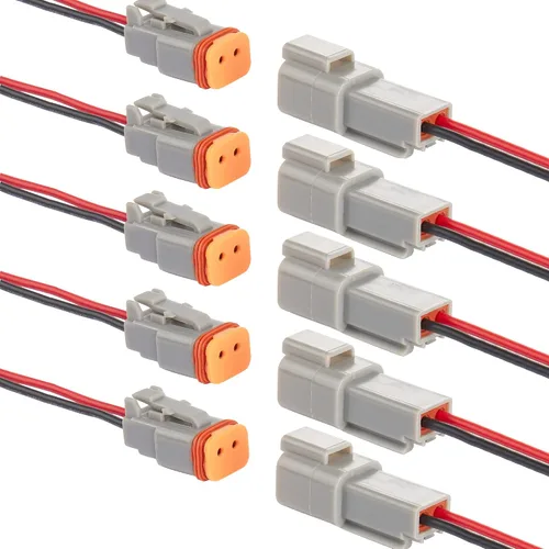 Miniatura 6 de Deutsch Conector DT de 2 Pines, Conector Eléctrico Automotriz Impermeable DT de 2 Vías Macho Hembra Enchufe Arnés de Cableado, con Cable de Alambre