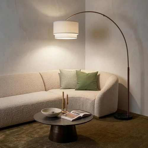Miniatura 10 de Brightech Mason - Lámpara de pie de arco, lámpara de pie de esquina moderna con pantalla de tambor colgante única para sala de estar - Luz curva