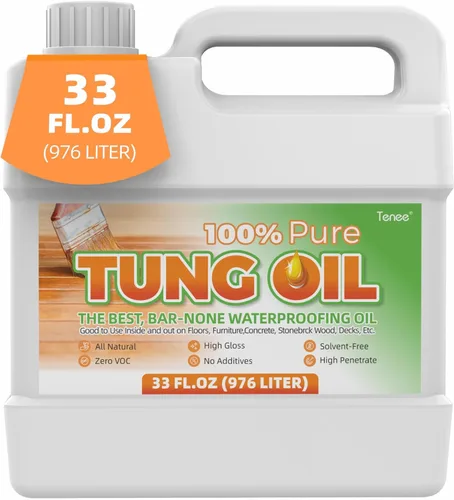 Aceite Tung puro de 33 onzas líquidas, resistente al agua, fortalece y protege la madera, da a tus proyectos de madera un acabado de aceite Tung de