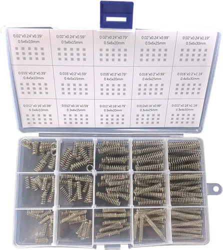 Miniatura 5 de Surtido de 225 resortes de compresión pequeños, 15 tamaños diferentes, diámetro del alambre: 0.024 in, 0.031 in, 0.039 in, diámetro exterior