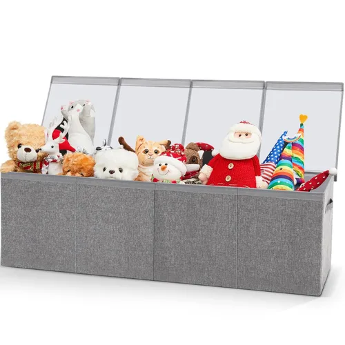 Miniatura 15 de Patelai Caja de juguetes extra grande con tapas, de 4/3 rejillas, pecho grande, plegable, para niños, niñas, sala de estar, guardería, sala de serie