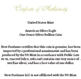 Miniatura 3 de 2024 – American Silver Eagle Moneda de lingotes de 1 oz con certificado de autenticidad $1 Vendedor sin circulación
