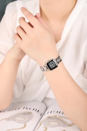 Miniatura 4 de TIME100 Reloj de pulsera para mujer, de cuarzo, con esfera verde, bisel con cristales en el movimiento, correa de pulsera con diamantes, resistente