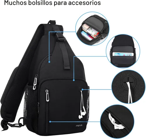 Miniatura 3 de MOSISO Mochila tipo bandolera, bolsa de hombro cruzada, bolsa de viaje para senderismo, bolsa de pecho con bolsillo frontal cuadrado y puerto