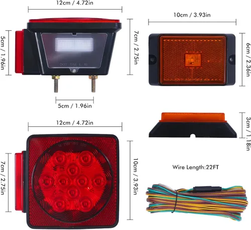 Miniatura 6 de MAXXHAUL 70205 Kit de luces para remolque, 12 V, todo LED, sumergible a la izquierda y derecha impermeable para remolques, lancha, remolque, camión