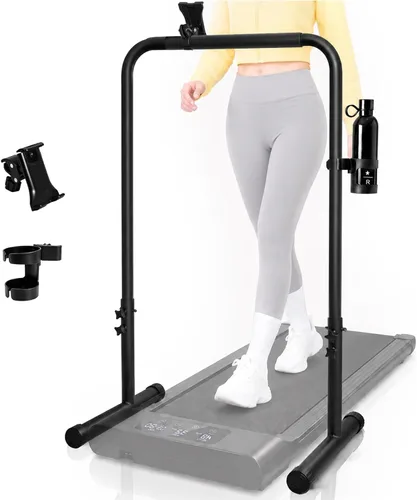 Miniatura 8 de Accesorio de barra de mango para almohadilla para caminar solo con teléfono y portavasos - Compatible con cintas de correr de 25.5 pulgadas de ancho