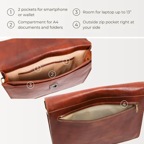 Miniatura 5 de Maletín de cuero para hombre y mujer, resistencia al tiempo