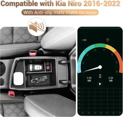 Miniatura 3 de YEE PIN Kia Niro - Organizador de consola central – Bandeja de almacenamiento para consola de reposabrazos para accesorios Kia Niro 2016 2017 2018