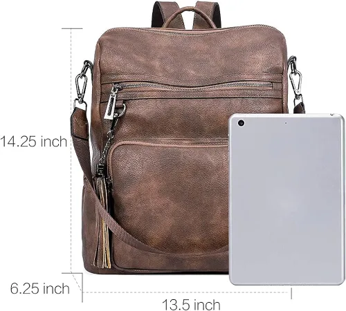 Miniatura 2 de CLUCI Mochila monedero para mujer, diseño de cuero, viajes, grandes señoras bolsas de hombro con borlas con imagen del producto cartera para mujeres