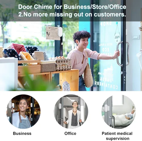 Miniatura 4 de Timbre de puerta Sanjie, timbres de puerta inalámbricos con alarma de entrada cuando la puerta se abre para casa/negocio/oficina/tienda con alcance