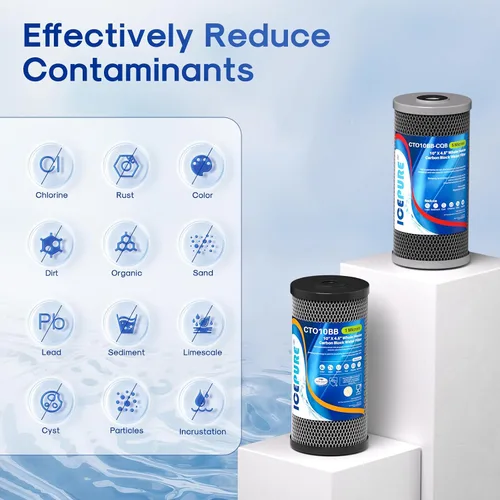 Miniatura 2 de ICEPURE Filtro de agua para toda la casa de 2 etapas de 10 x 4.5 pulgadas, carbón activado por sedimentos y carbón activado con cáscara de coco