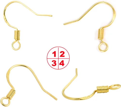 Miniatura 7 de Ganchos para aretes de oro 80 unidades/40 pares, alambres para aretes con gancho de pez, 240 piezas de accesorios de joyería hipoalergénicos con Oro