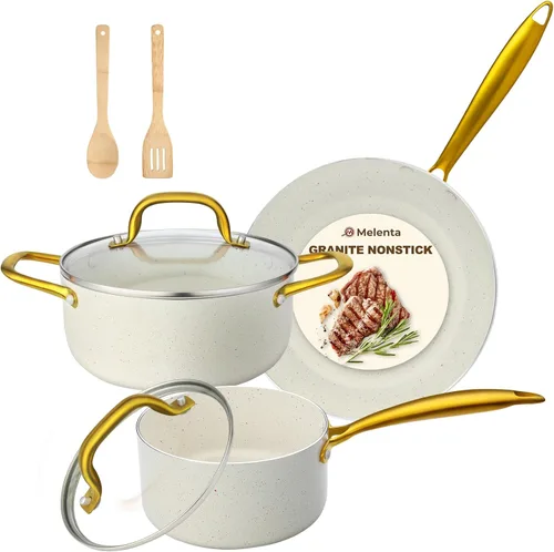 Miniatura 8 de M MELENTA Juego de ollas y sartenes antiadherentes, juego de utensilios de cocina de cerámica de 7 piezas, juegos de utensilios de cocina de Cobre
