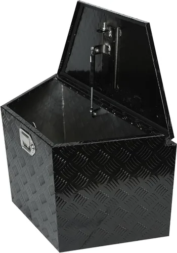 Miniatura 3 de Caja de herramientas de aluminio chapada en negro de 29 pulgadas, caja de herramientas impermeable con cerradura y llave para caravanas