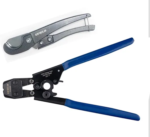 EFIELD Herramienta de pinza de crimpado Pex para 3/8 pulgadas con calibre Go/No-Go - Abrazaderas de acero inoxidable de 1 pulgada cumplen con el