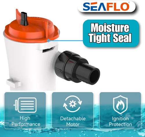 Miniatura 7 de Seaflo Livewell tanque de carnada viva sumergible con bomba de sentina para bote, 12 V, 800 gph