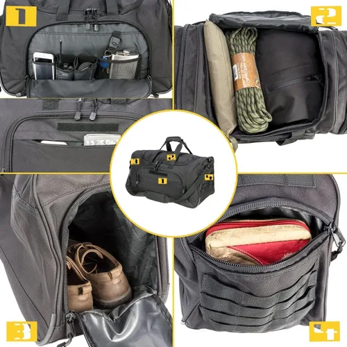 Miniatura 4 de HYKING Bolsa de gimnasio para mujeres y hombres, bolsa táctica militar de fin de semana, entrenamiento, ligera, impermeable, deportiva, bolsillo