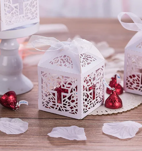 Miniatura 3 de 50 cajas de regalo de bautismo, cajas de regalo cortadas con láser de 2.2 x 2.2 x 2.2 pulgadas para baby shower, decoración de primer cumpleaños