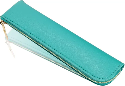 Estuche de lápiz de cuero Sluxa, estuche delgado y suave para bolígrafos, estuche pequeño para lápices para adultos, estuche de lápiz de cuero