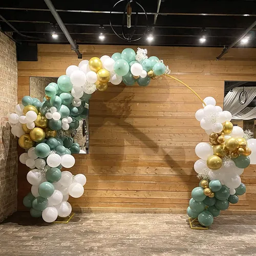 Miniatura 5 de Wokceer Soporte de Arco de Globos Circular Grande de 9.2 Pies de Metal Dorado Arco Redondo Soporte de Fondo para Ceremonia de Boda Fiesta