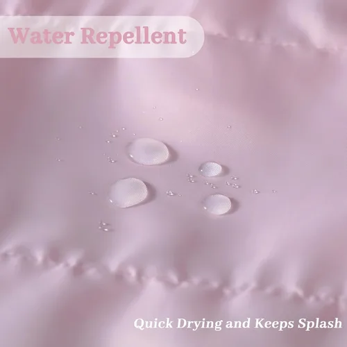 Miniatura 3 de Cortina de ducha Reisen de tela rosa con volantes, estilo granja para baño, cortina de ducha transparente, 72 x 72 pulgadas