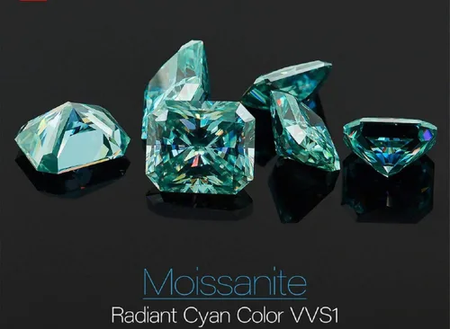 Miniatura 4 de Moissanita suelta 1.00CT-30.0CT, piedra de moissanita de color azul, claridad VVS1, piedra preciosa brillante de corte radiante para hacer anillos